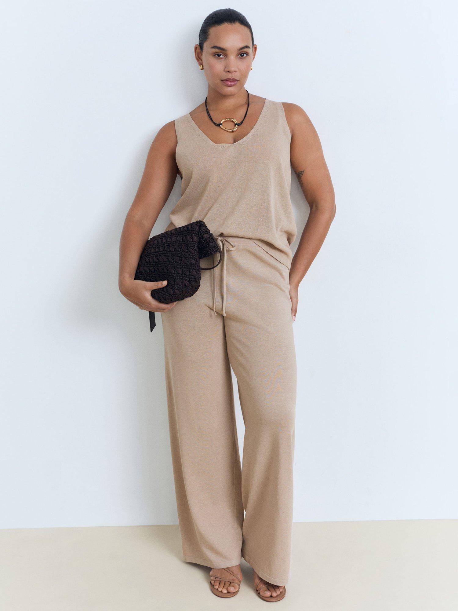 Product image 6 of 7, which shows Mango Vella V-Neck Fine Knit Top, Pastel Grey, XS