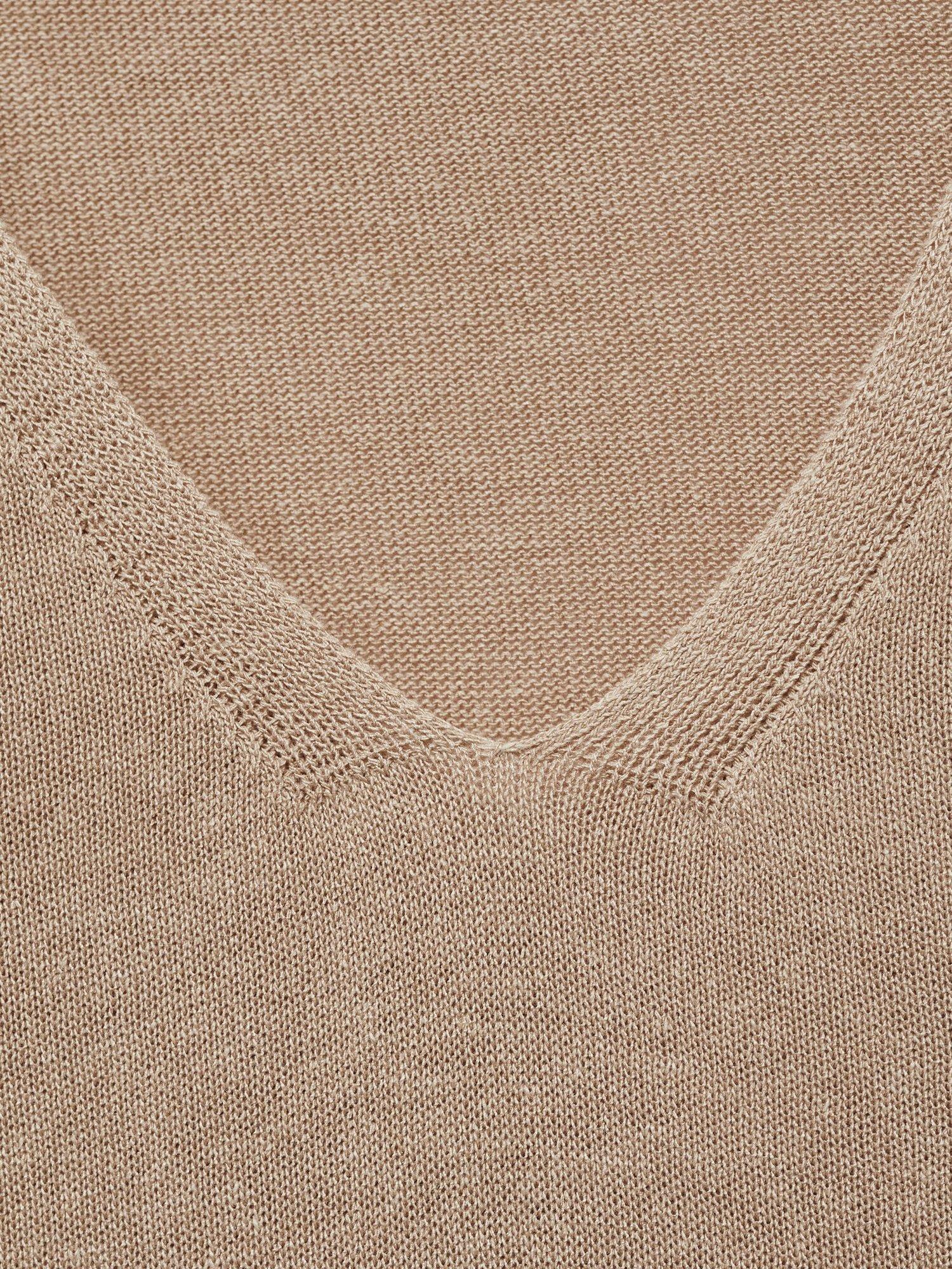Product image 7 of 7, which shows Mango Vella V-Neck Fine Knit Top, Pastel Grey, XS