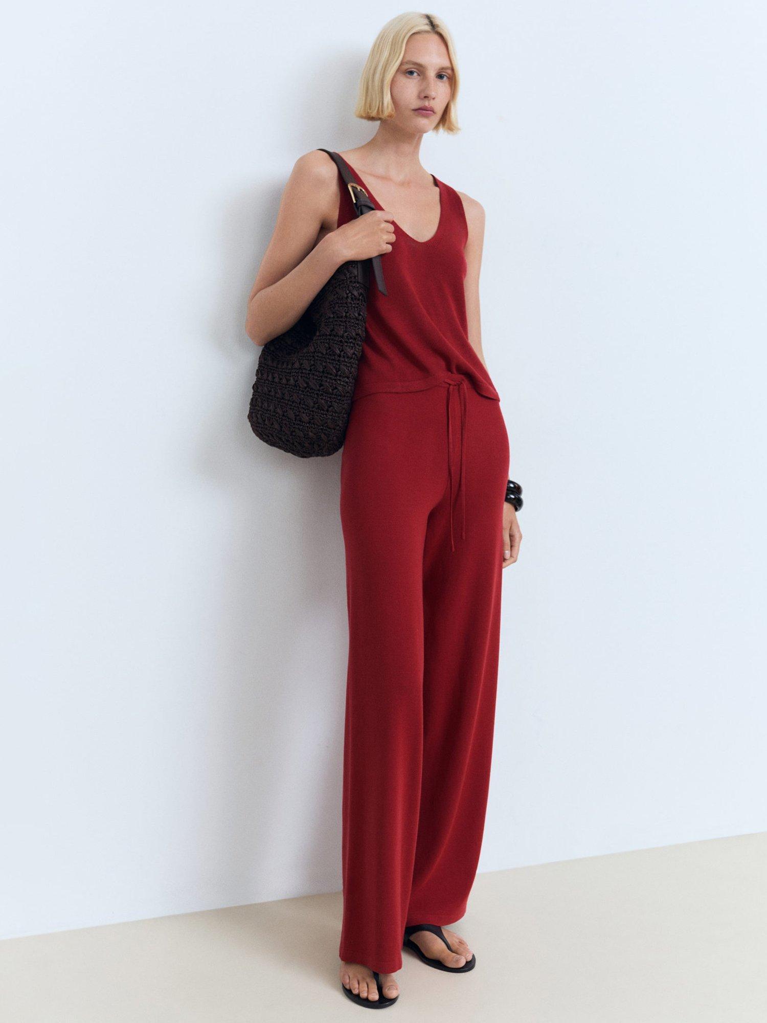 Product image 2 of 6, which shows Mango Vella V-Neck Fine Knit Top, Red, XL