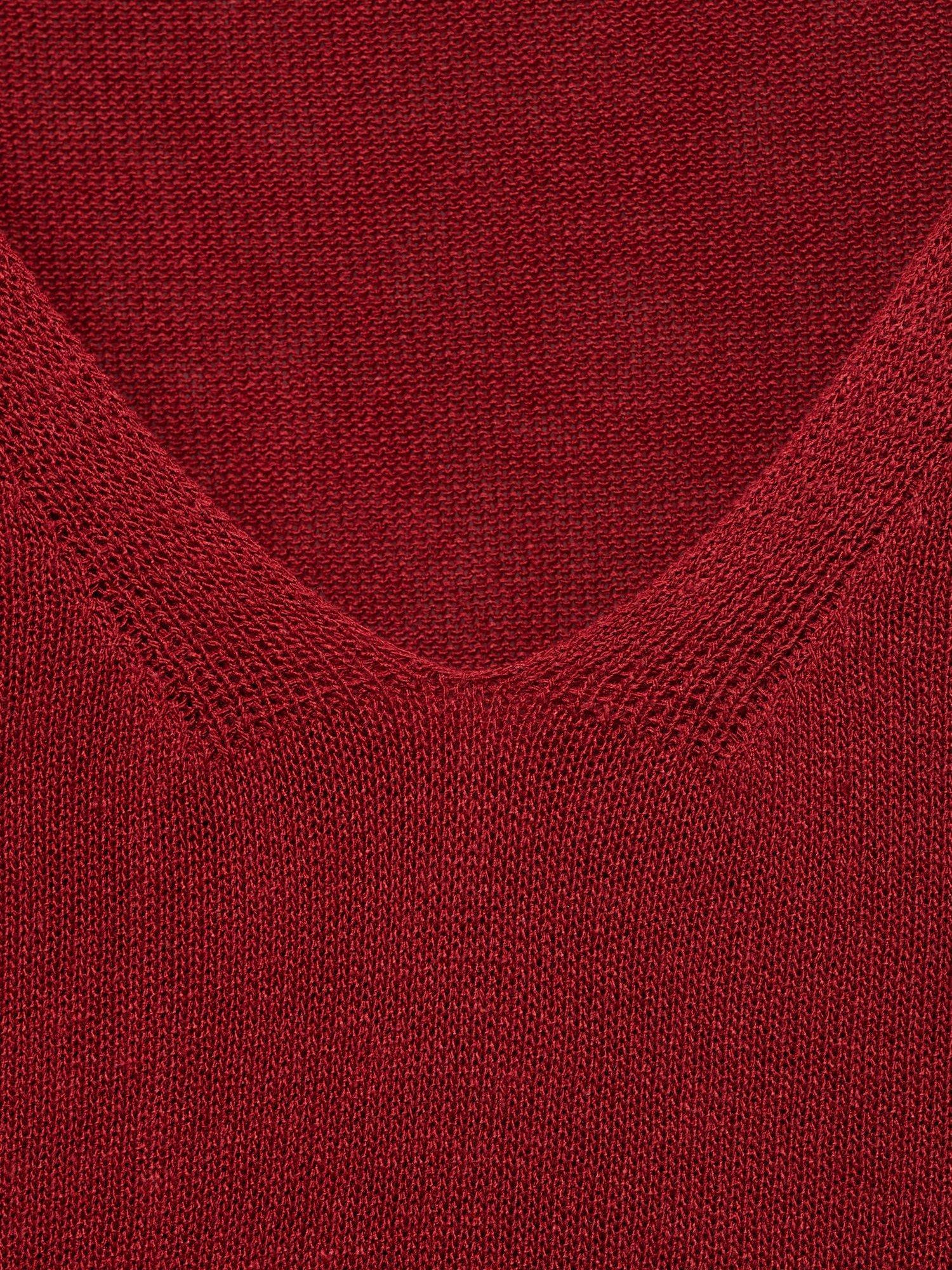 Product image 6 of 6, which shows Mango Vella V-Neck Fine Knit Top, Red, XL