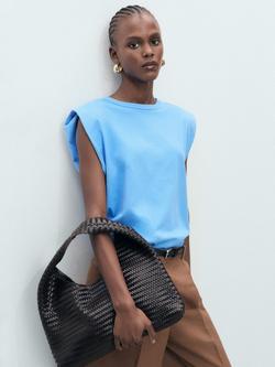 Mango Viri Cap Sleeve Top, Medium Blue, Medium Blue