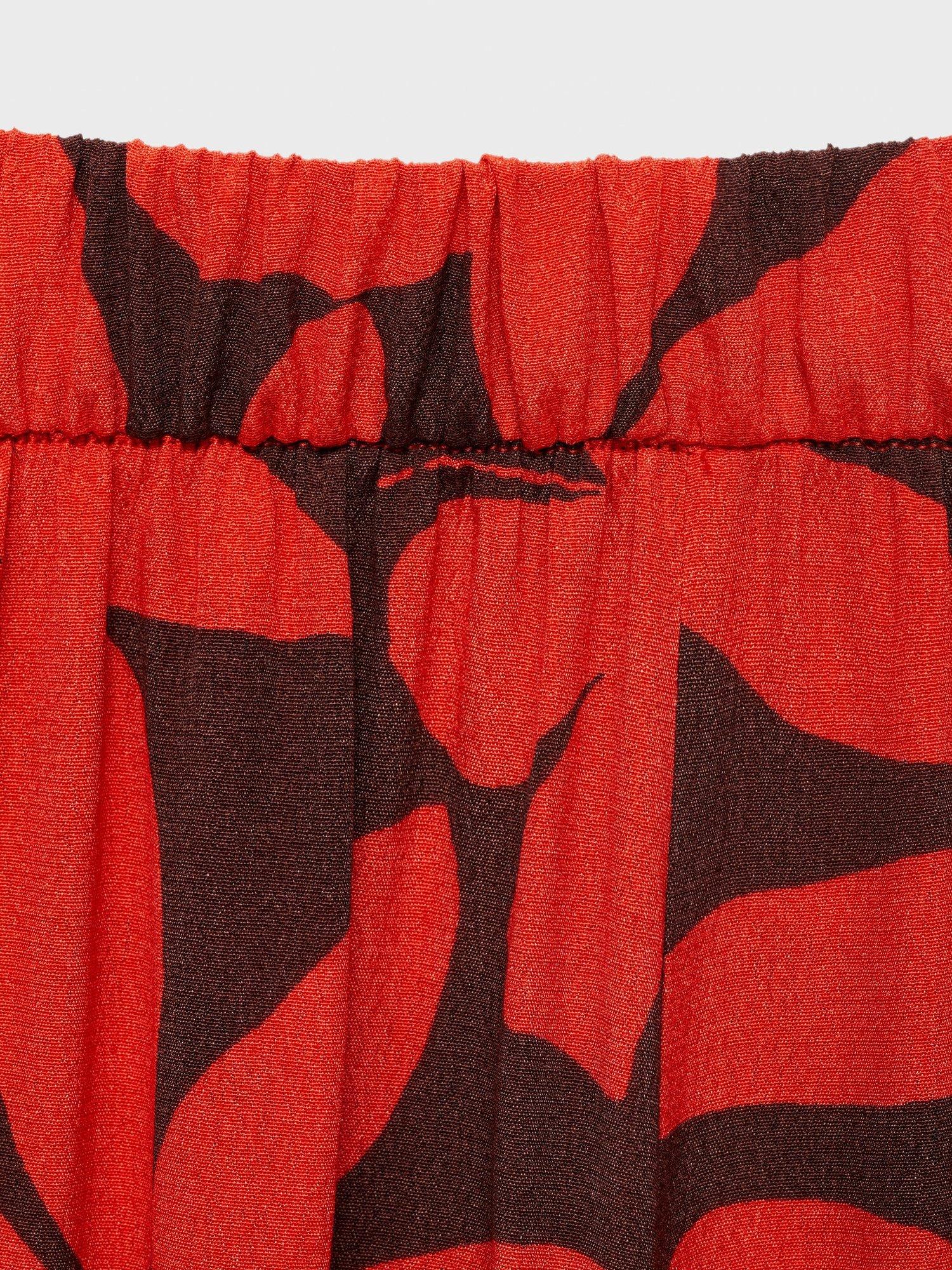 Product image 5 of 9, which shows Mango Ibiza Leaf Print Trousers, Red, S