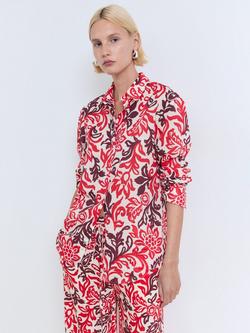 Mango Julia Wide Leg Trousers, Pink/Multi