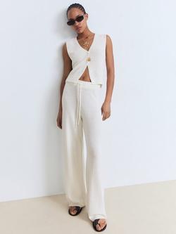 Mango Paloma Cotton blend Straight Knitted Trousers - view 2, White