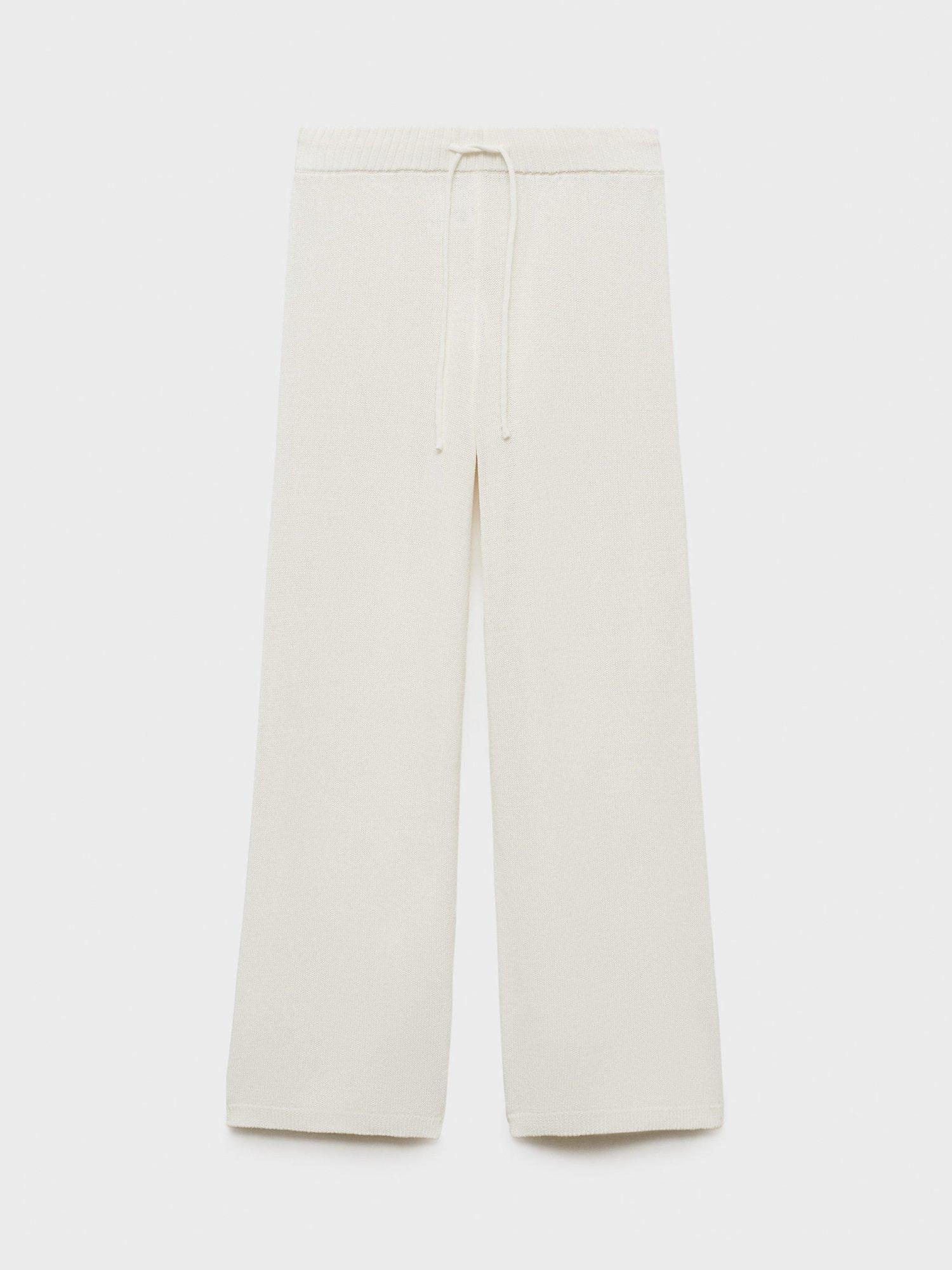Product image 3 of 8, which shows Mango Paloma Cotton blend Straight Knitted Trousers, White, L