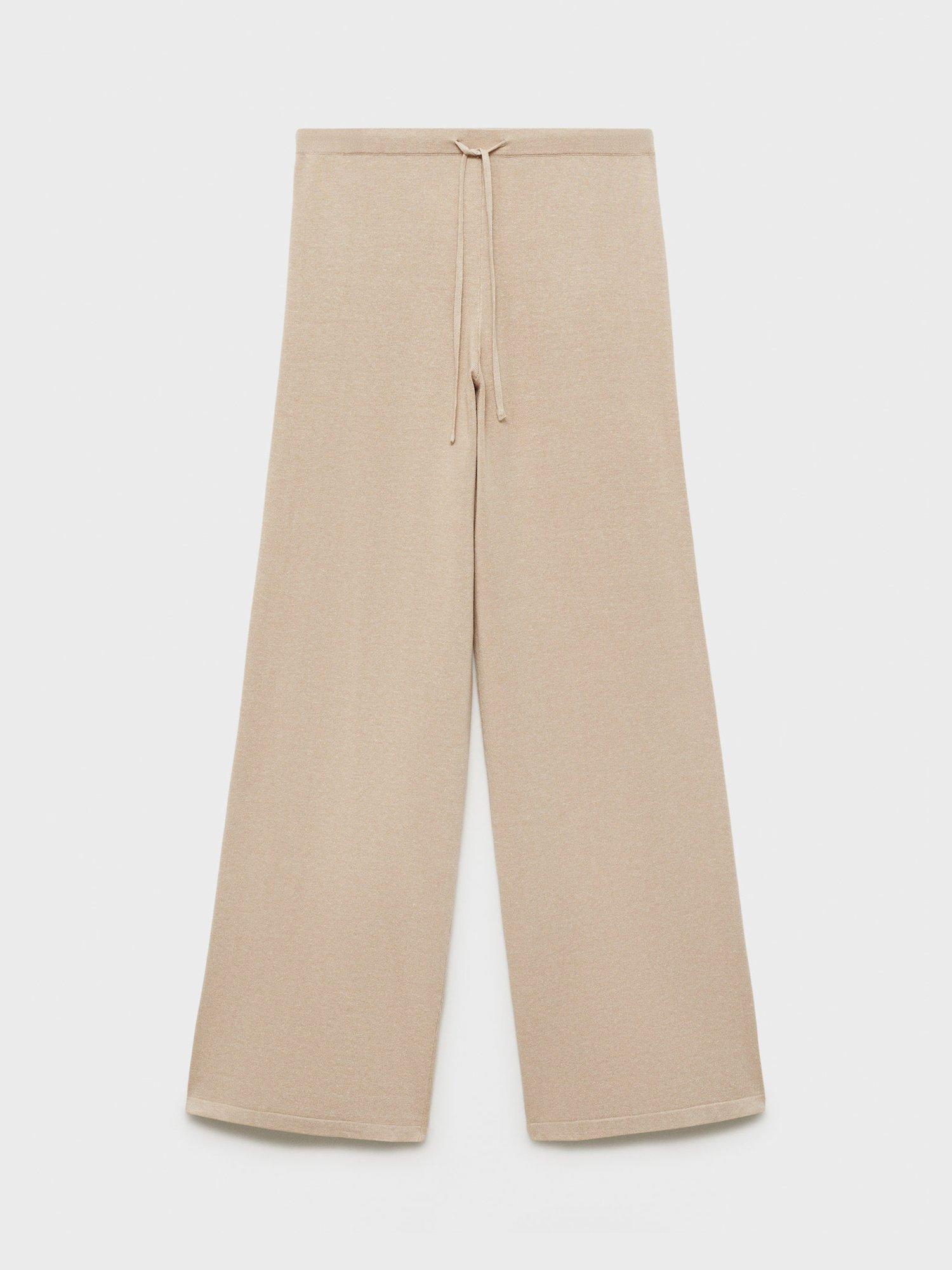Product image 3 of 8, which shows Mango Vella Straight Fine Knit Trousers, Pastel Grey, L