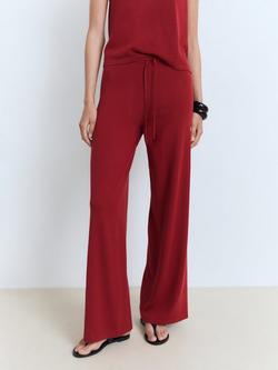 Mango Vella Straight Fine Knit Trousers, Red