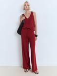 Mango Vella Straight Fine Knit Trousers, Red