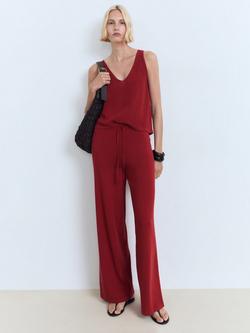 Mango Vella Straight Fine Knit Trousers - view 2, Red
