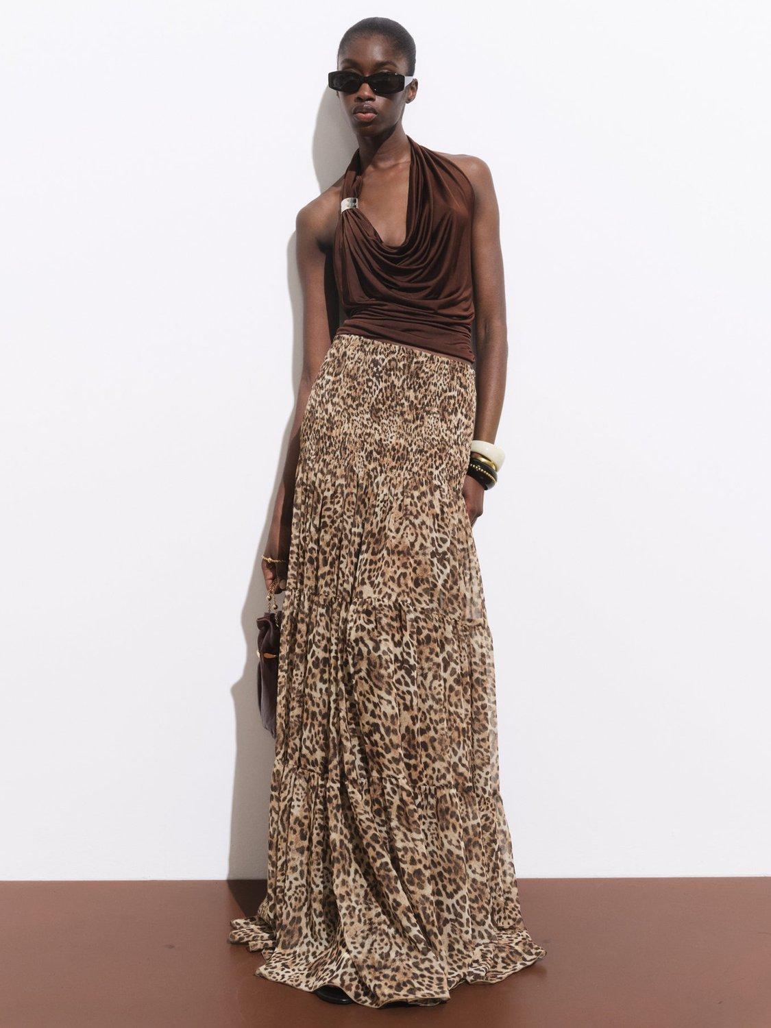 Product image 2 of 7, which shows Mango Alare Metallic Stud Drape Top, Dark Brown, L