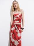 Mango Aquare Abstract Floral Bandeau Top, Beige/Multi