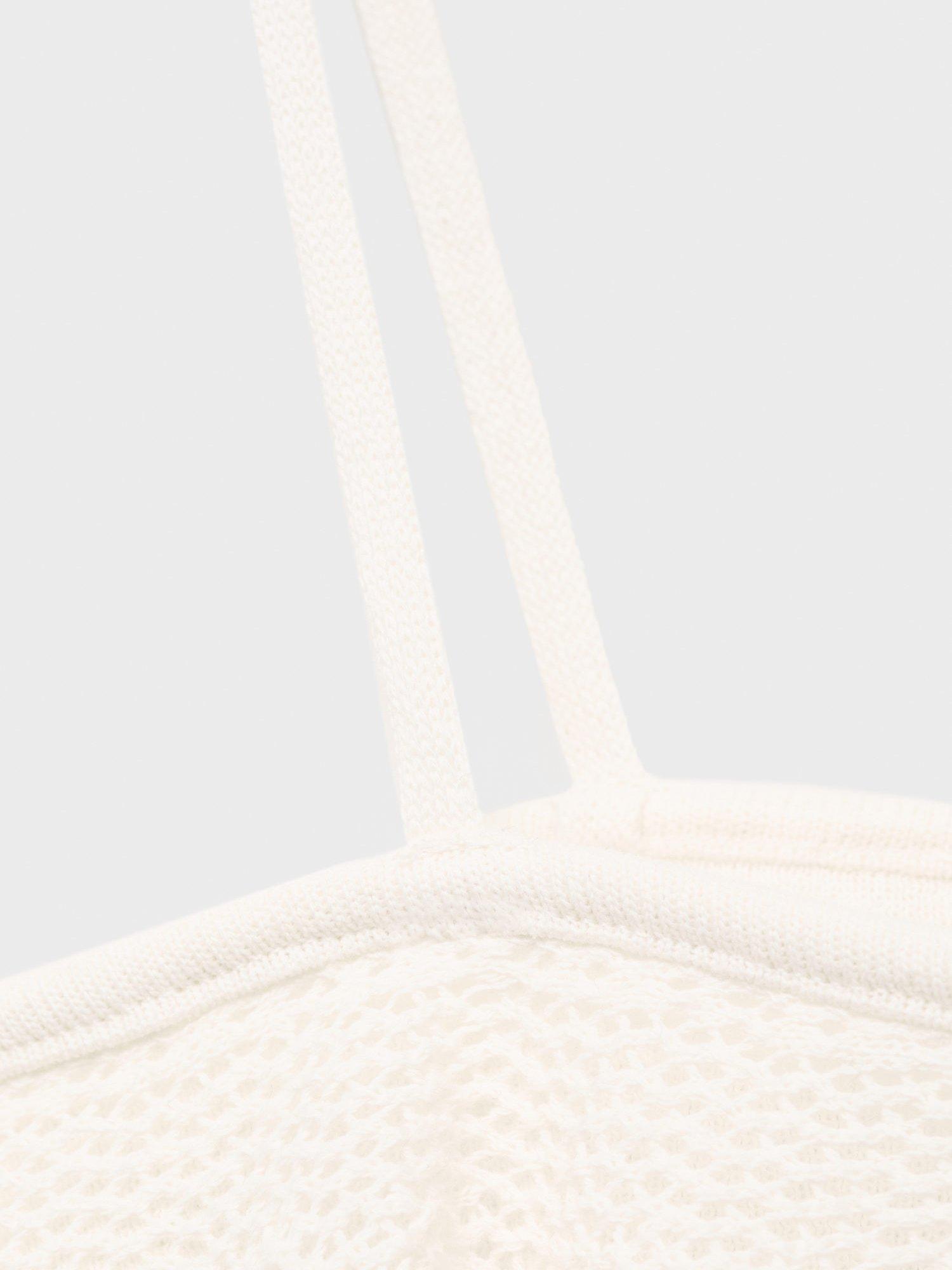 Product image 5 of 7, which shows Mango Capipota Ruffle Knit Crop Top, White, L