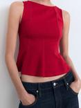 Mango Coqui Peplum Hem Sleeveless Top, Red