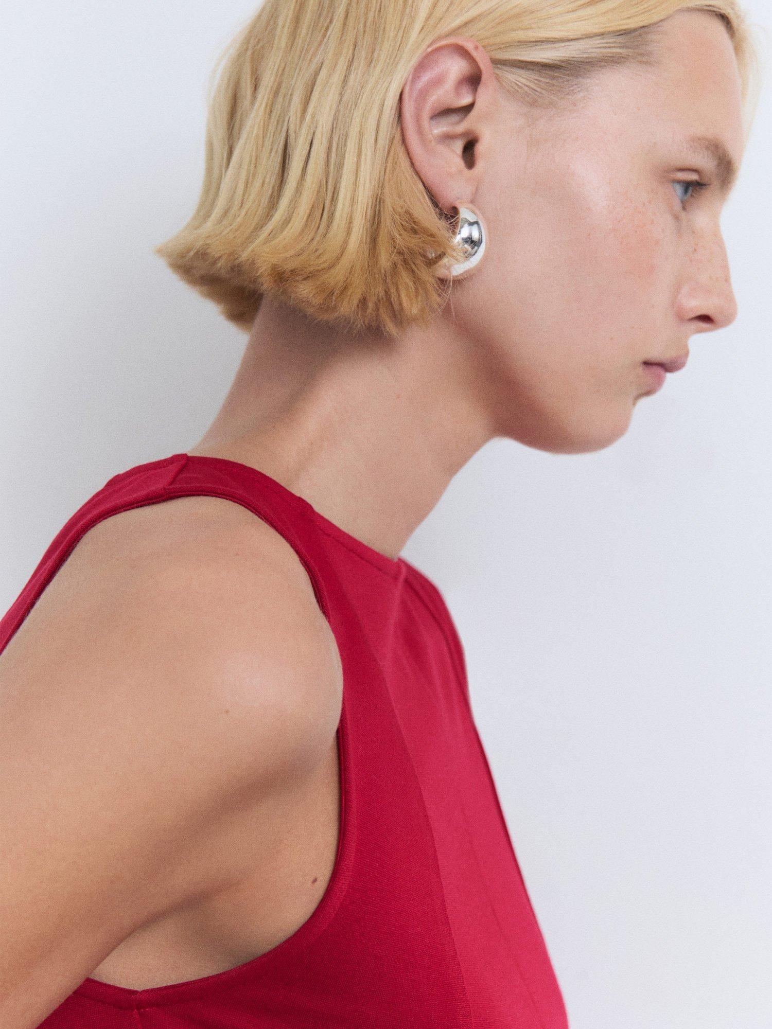 Product image 5 of 7, which shows Mango Coqui Peplum Hem Sleeveless Top, Red, XS