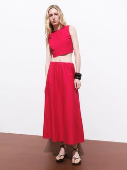 Mango Creta Knot Back Crop Top, Red - view 2, Red