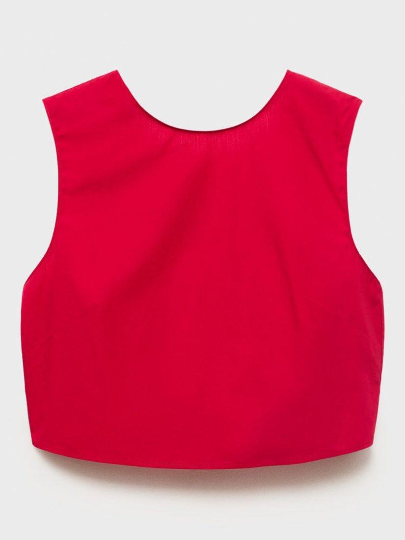 Product image 3 of 7, which shows Mango Creta Knot Back Crop Top, Red, L