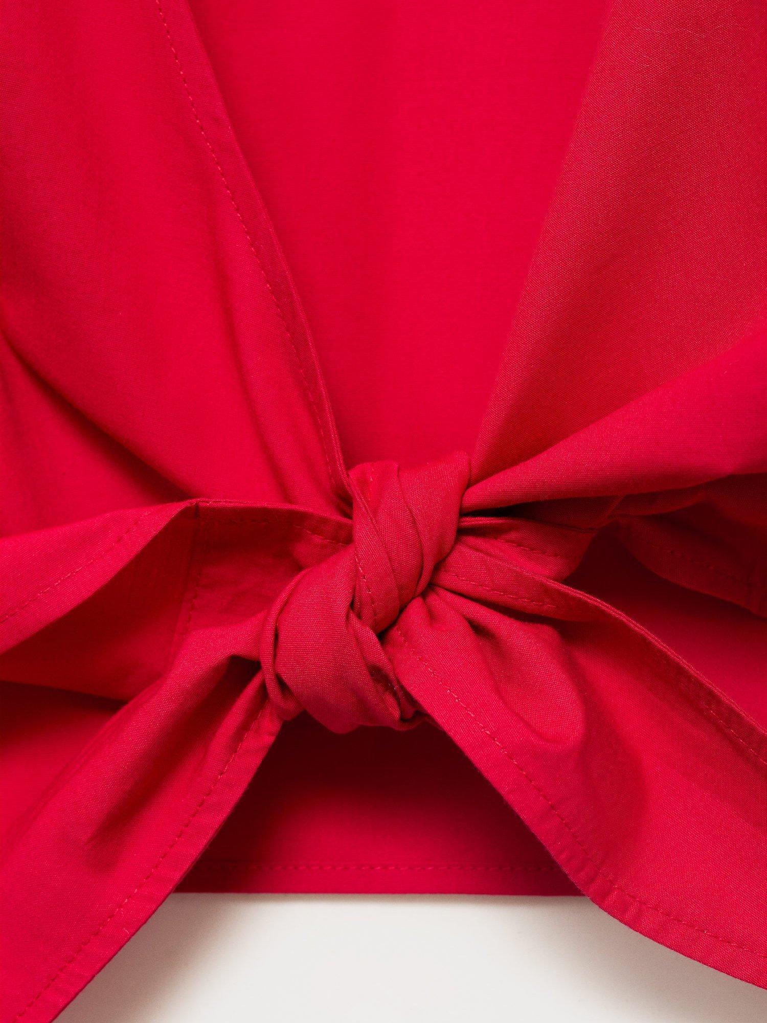 Product image 7 of 7, which shows Mango Creta Knot Back Crop Top, Red, L