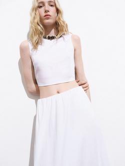 Mango Creta Knot Back Crop Top, White