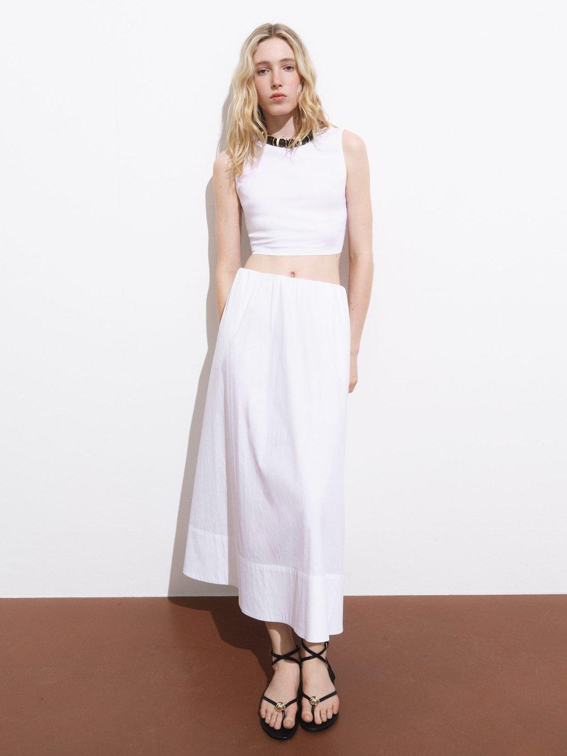 Product image 2 of 8, which shows Mango Creta Knot Back Crop Top, White, S