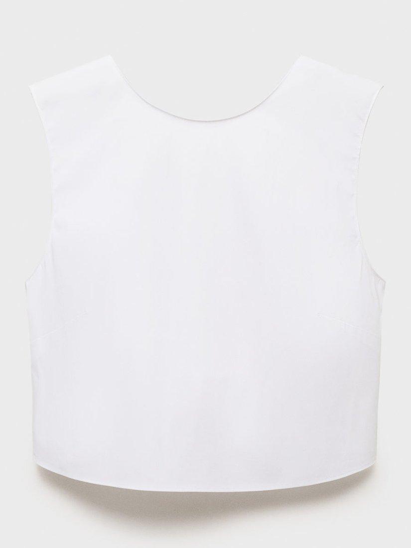 Product image 3 of 8, which shows Mango Creta Knot Back Crop Top, White, S