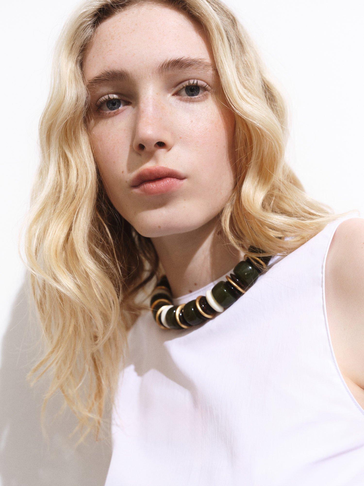 Product image 6 of 8, which shows Mango Creta Knot Back Crop Top, White, S