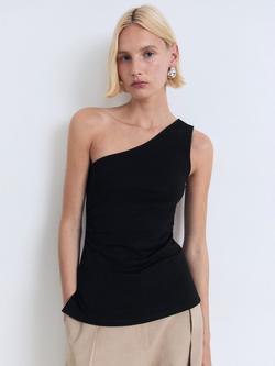 Mango David Asymmetric Drape Top, Black