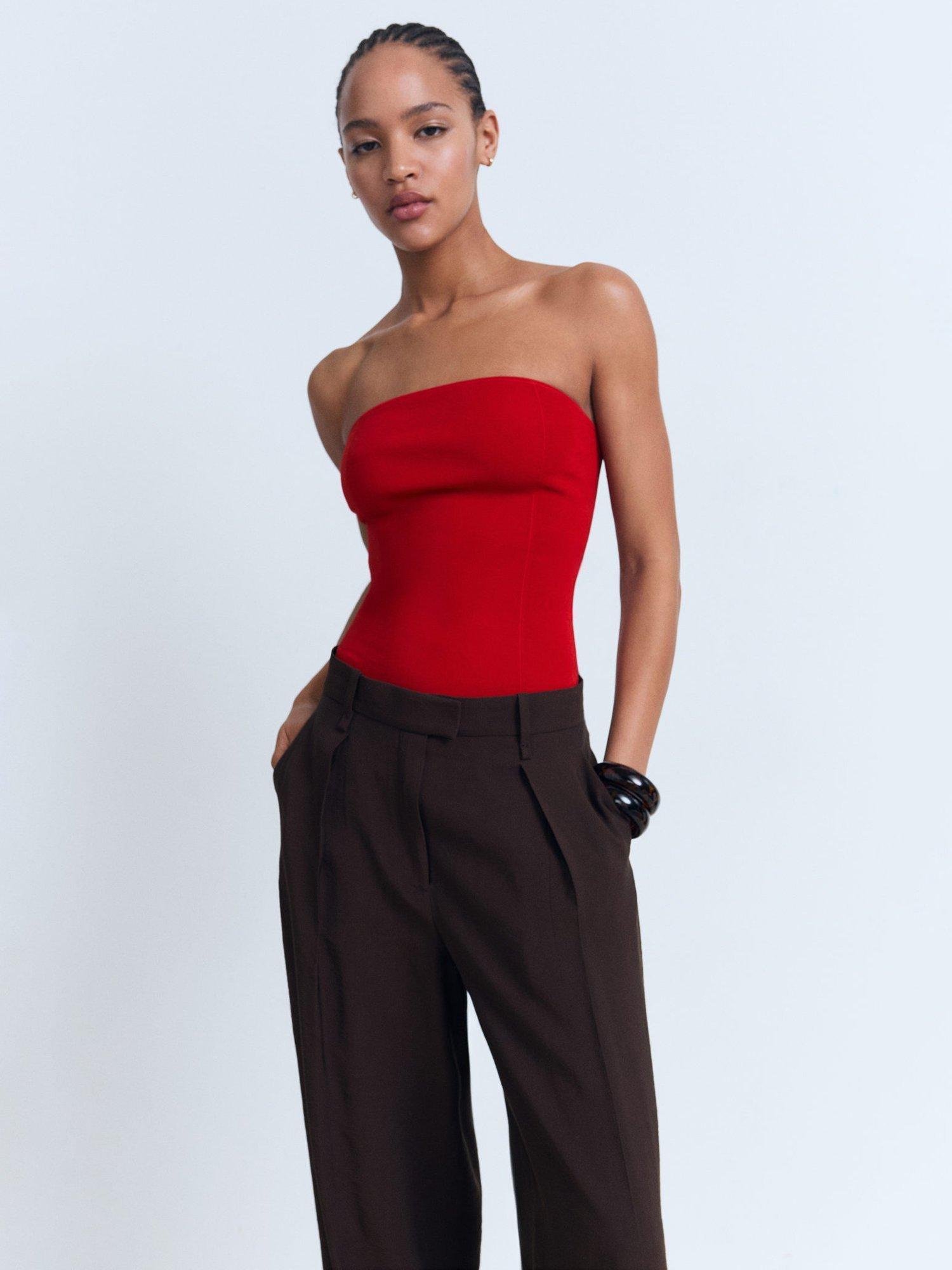 Product image 1 of 7, which shows Mango Gyal Tube Top, Red, S