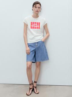 Mango Illustra Alla Spiaggia T-Shirt, Neutral/Red - view 2, Neutral/Red