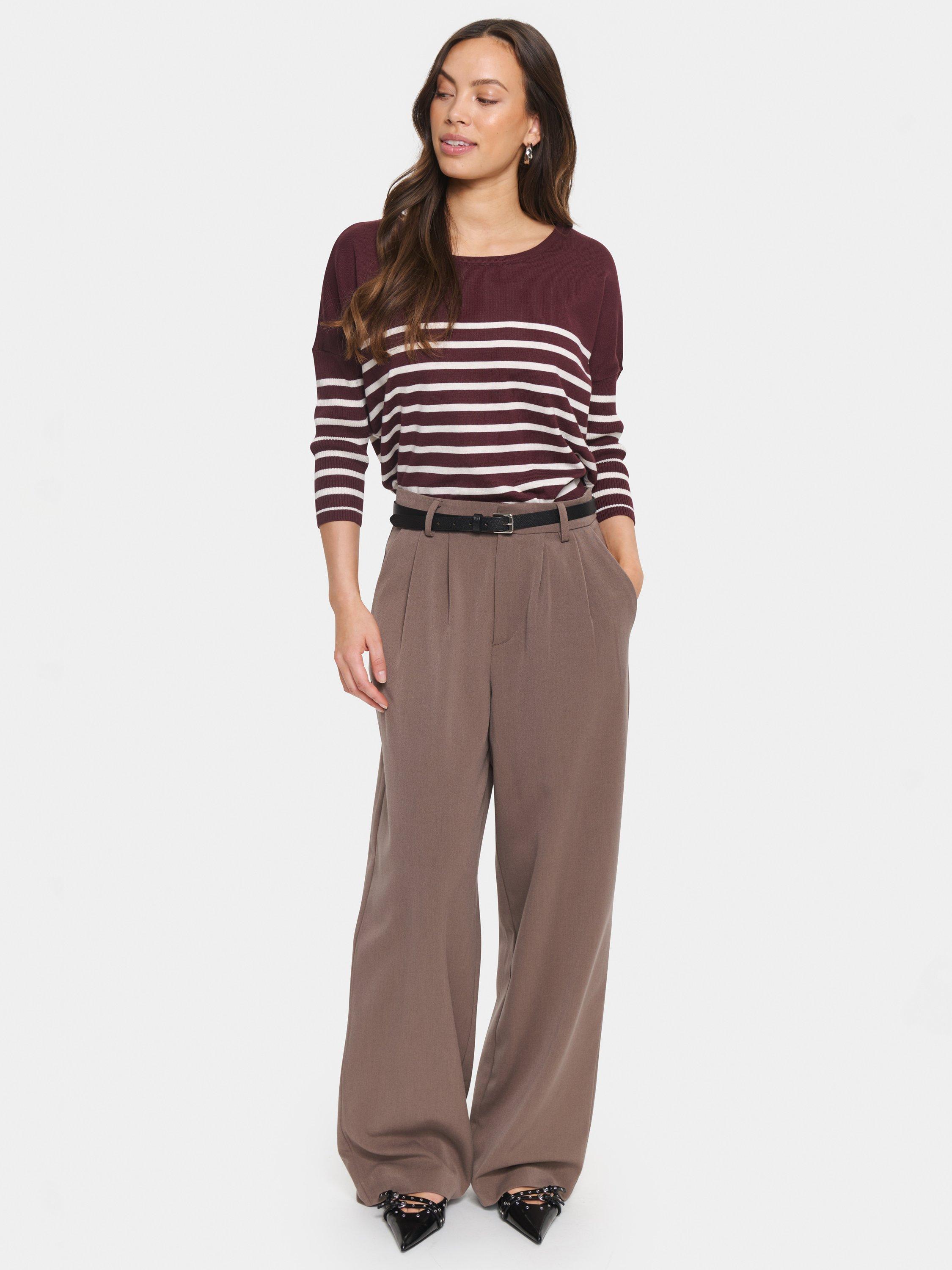 Product image 3 of 6, which shows Saint Tropez Mila Stripe Casual Fit Top, Decadent Chocolate Fog, XS