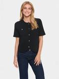 Saint Tropez Lecia Textured Short Sleeve Cardigan, Black