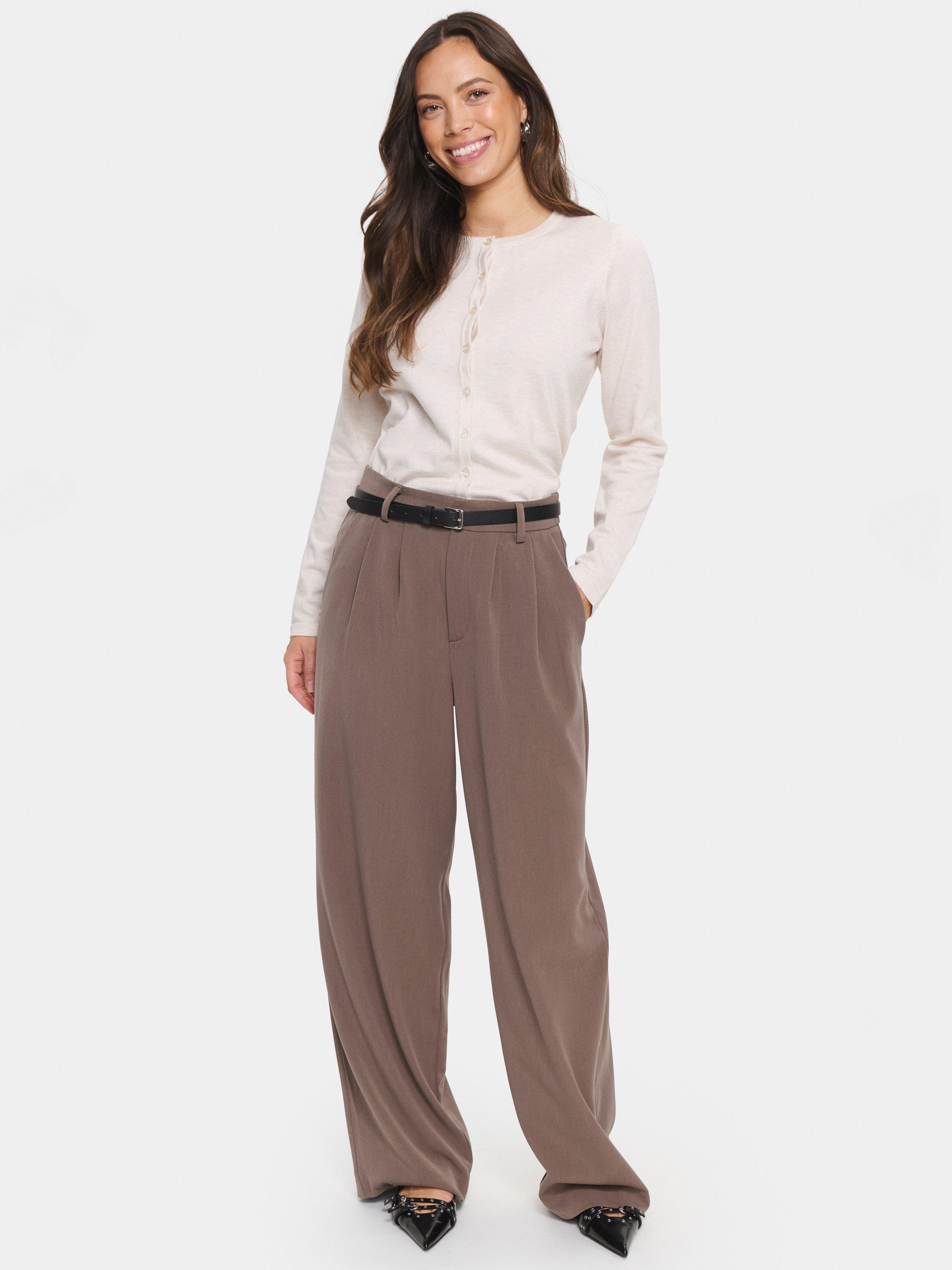 Product image 3 of 6, which shows Saint Tropez Mila Long Sleeve Round Neck Cardigan, Beige, XS