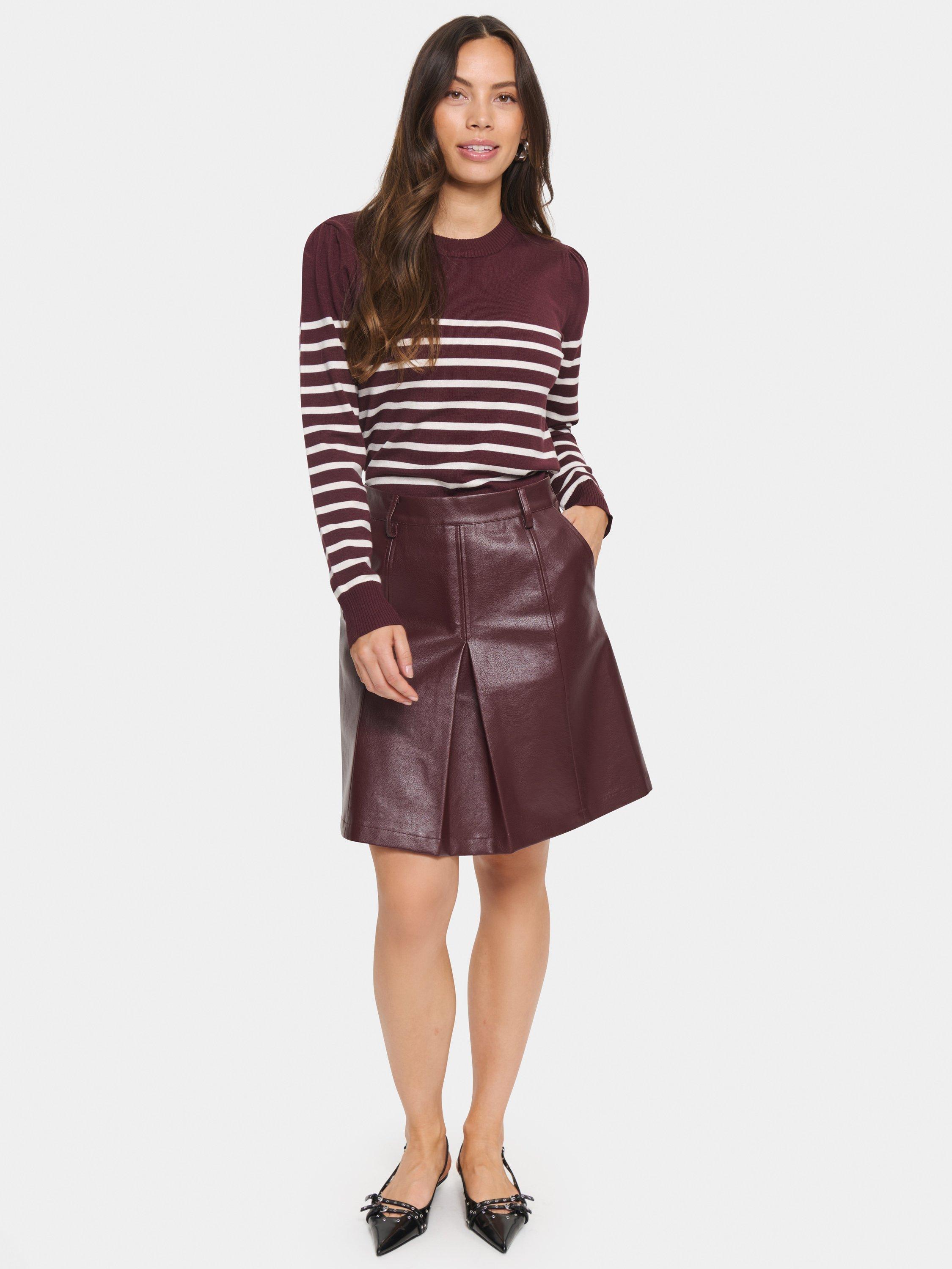 Product image 3 of 6, which shows Saint Tropez Mila Stripe Long Sleeve Jumper, Decadent Chocolate Fog, XS