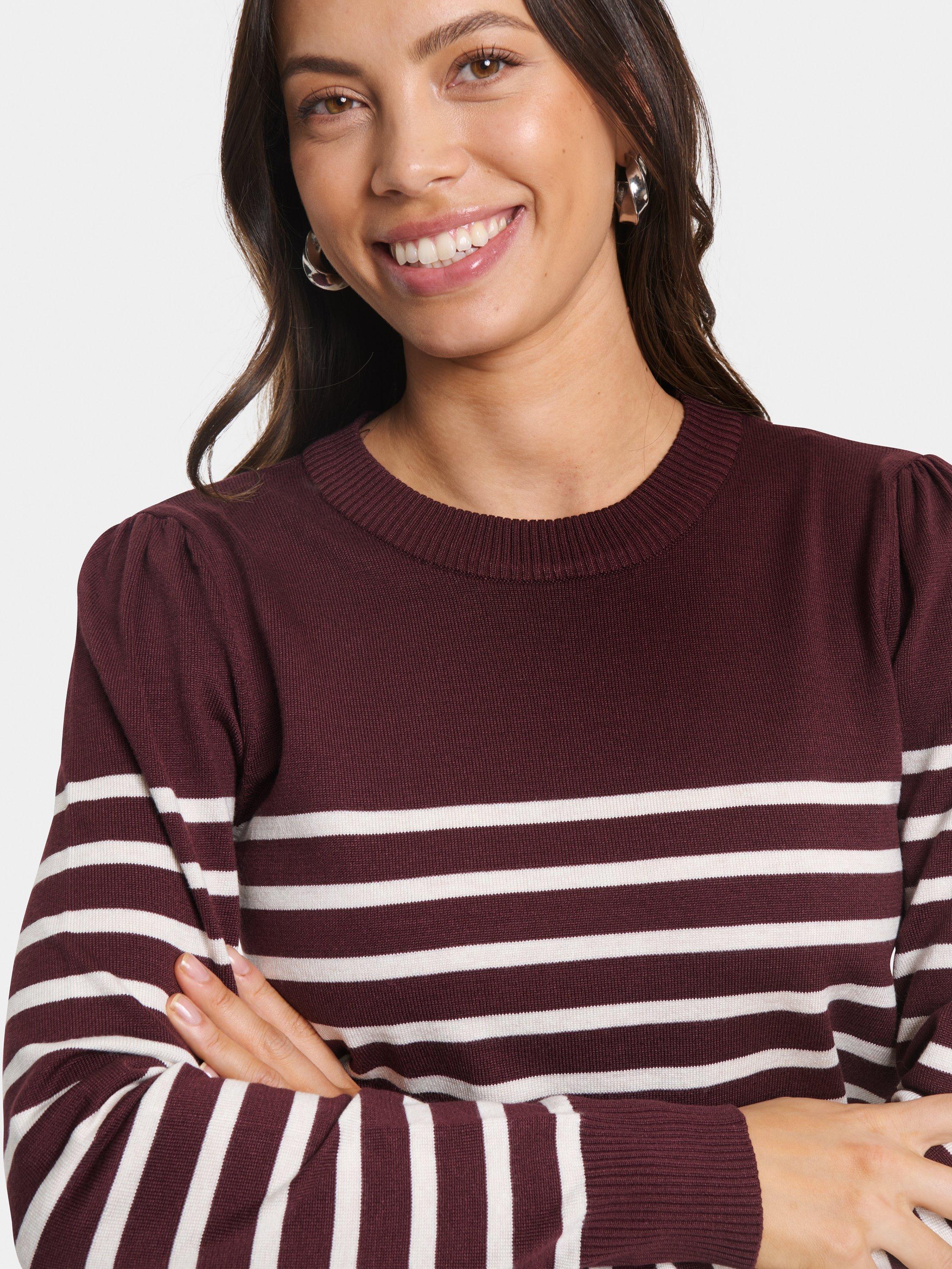 Product image 4 of 6, which shows Saint Tropez Mila Stripe Long Sleeve Jumper, Decadent Chocolate Fog, XS