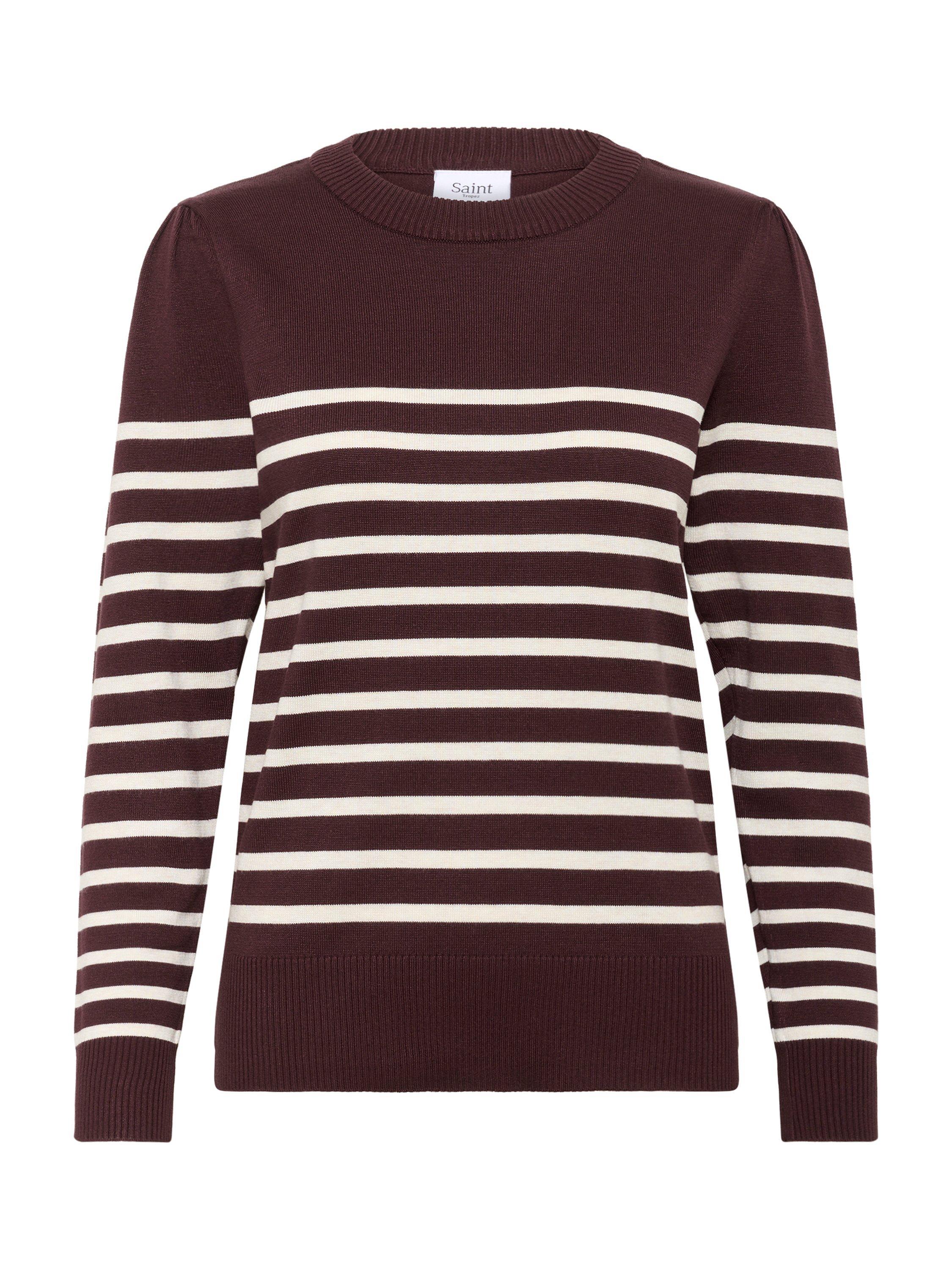 Product image 5 of 6, which shows Saint Tropez Mila Stripe Long Sleeve Jumper, Decadent Chocolate Fog, XS