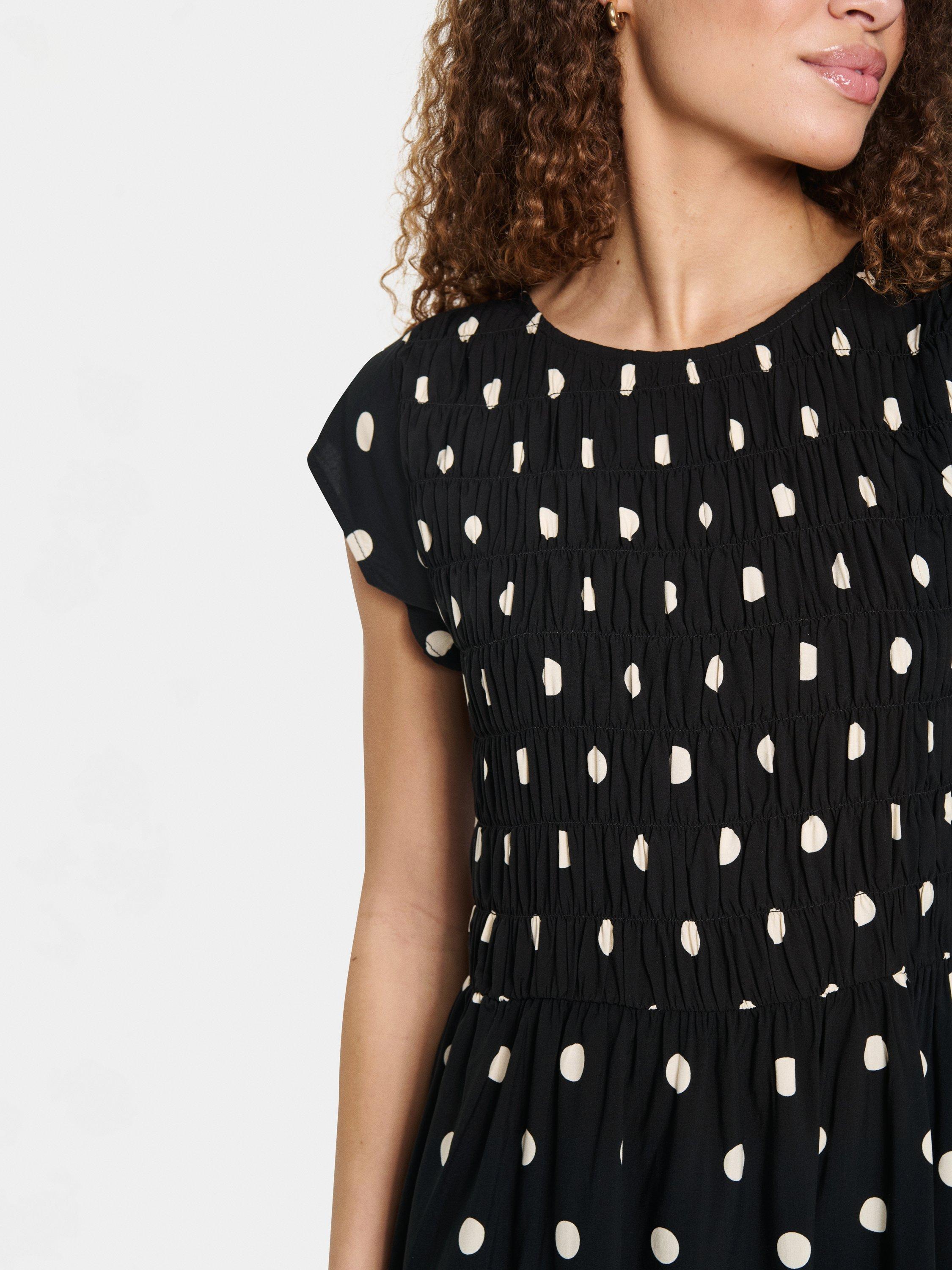 Product image 4 of 6, which shows Saint Tropez Gisla Polka Dot Crew Neck Mini Dress, Black/Multi, XS