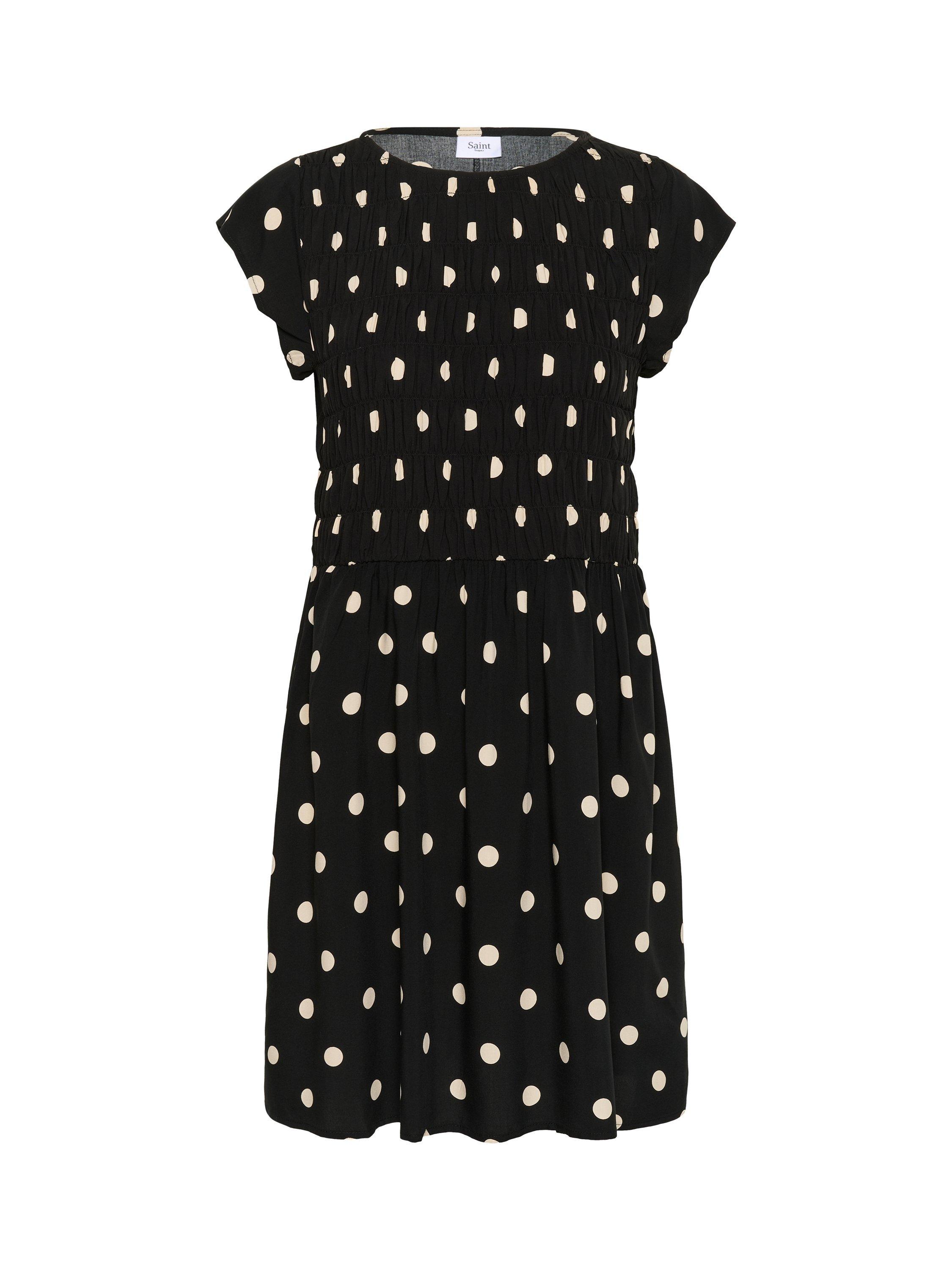 Product image 5 of 6, which shows Saint Tropez Gisla Polka Dot Crew Neck Mini Dress, Black/Multi, XS