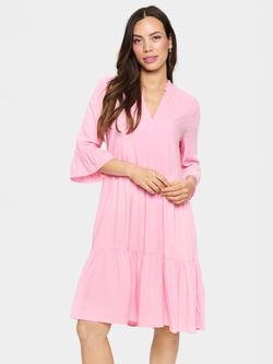 Saint Tropez Eda Solid Tiered V Neck Dress, Mid Pink
