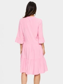 Saint Tropez Eda Solid Tiered V Neck Dress - view 2, Mid Pink