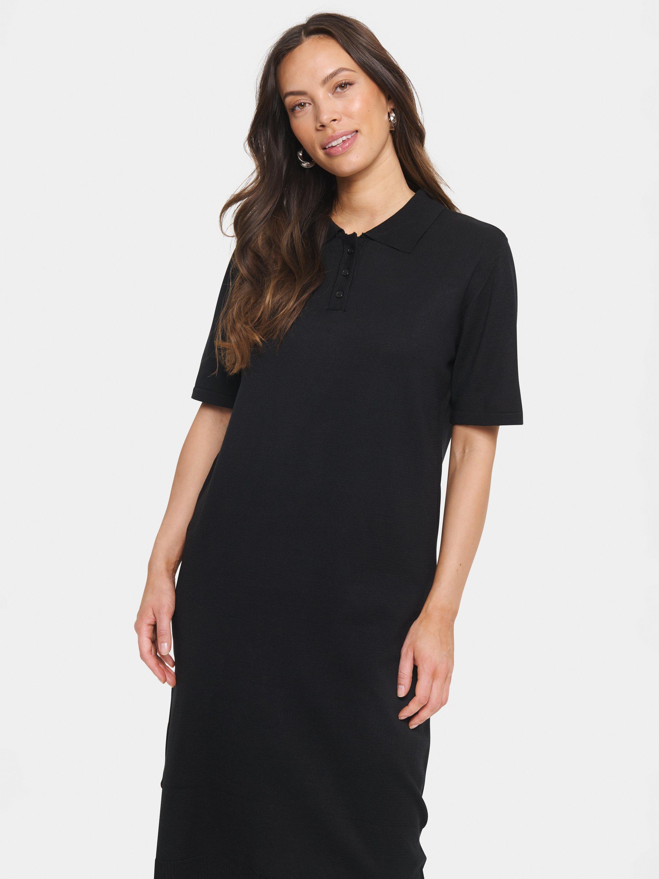Product image 1 of 6, which shows Saint Tropez Mila Short Sleeve Collar Midi Dress, Black, XS