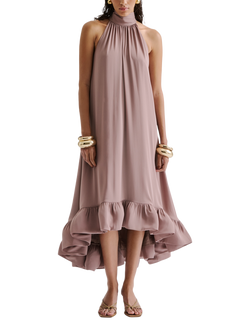 Malina Sabrina Ruffle Hem Midi Dress, Taupe