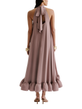 Malina Sabrina Ruffle Hem Midi Dress, Taupe
