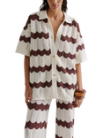 Malina Alana Chevron Stripe Knit Shirt, Brown/White