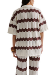 Malina Alana Chevron Stripe Knit Shirt, Brown/White