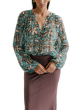 Malina Mareva Abstract Pure Silk Top, Ocean Corals
