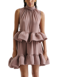 Malina Lune Frilled Hem Top, Taupe