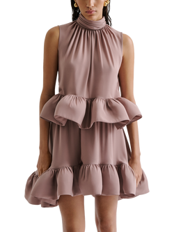 Malina Lune Frilled Hem Top, Taupe, Taupe