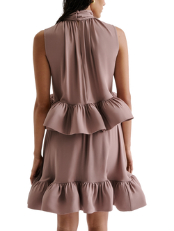 Malina Lune Frilled Hem Top, Taupe - view 2, Taupe