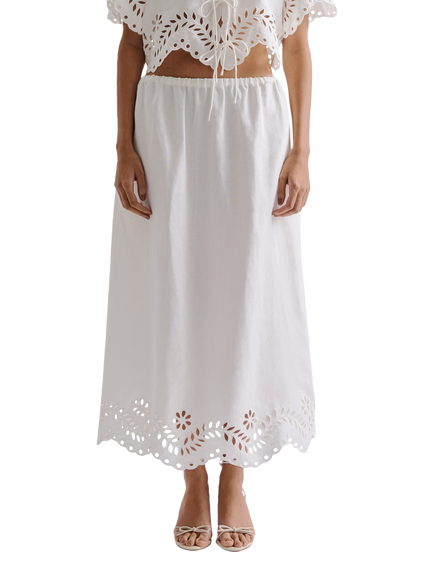 Malina Chara Broderie Anglaise Maxi Skirt, White, White