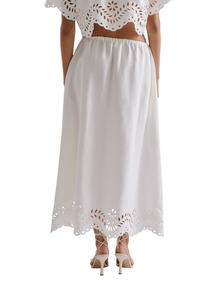 Malina Chara Broderie Anglaise Maxi Skirt, White - view 2, White