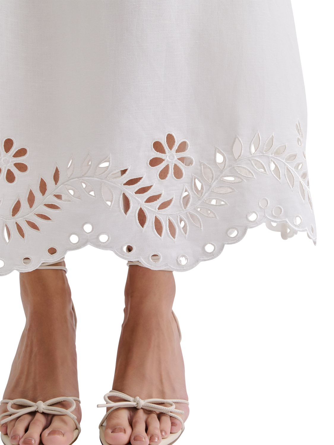 Product image 4 of 5, which shows Malina Chara Broderie Anglaise Maxi Skirt, White, 6